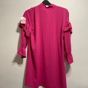 Elegant Pink Ruffle Sleeve Dress